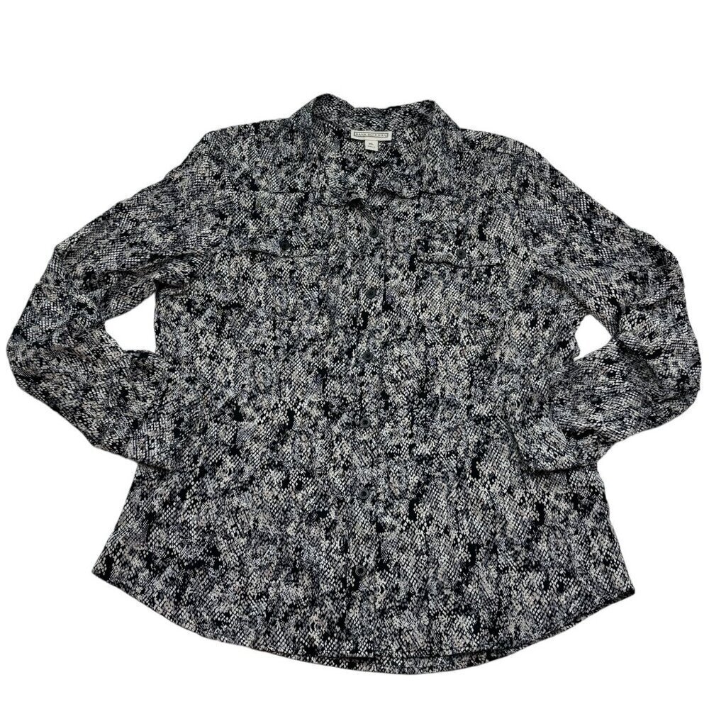 Dana Buchman Button-Down Long Sleeve Snakeskin Print Shirt Women's Size XL
